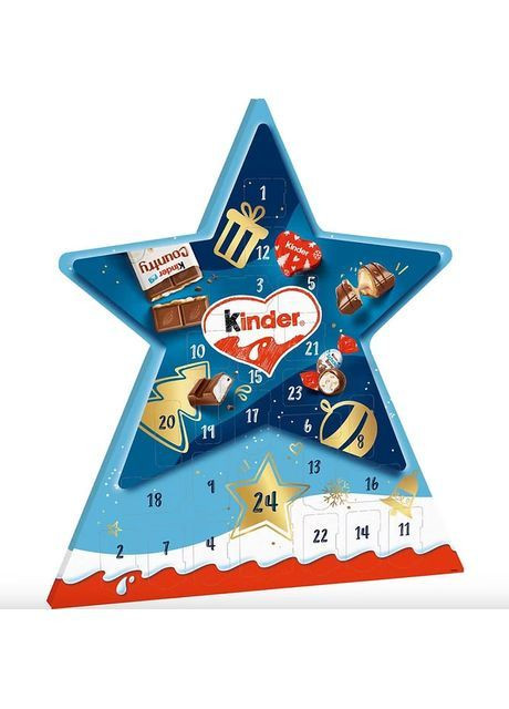 із солодощами новорічний Зірка Star ADVENT Молочний шоколад 149 g (42х38х3см) Kinder Адвент календар (366963165)