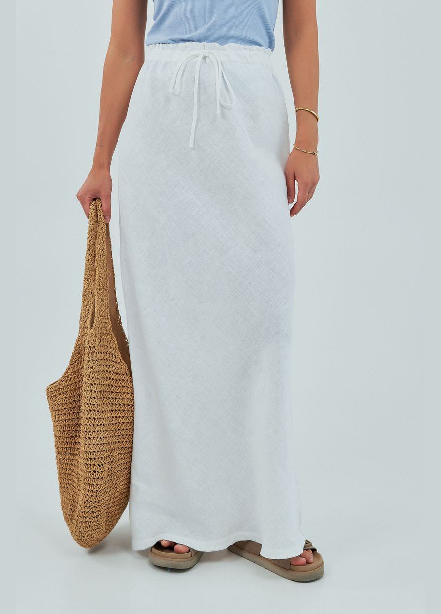Белая льняная длинная юбка Lurex
