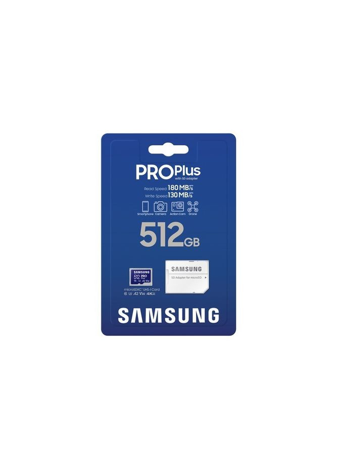 Карта памяти MicroSDXC 512GB UHS-I/U3 Class 10 Pro Plus R180/W130MB/s + SD-адаптер (MB-MD512SB/WW) Samsung (368679646)