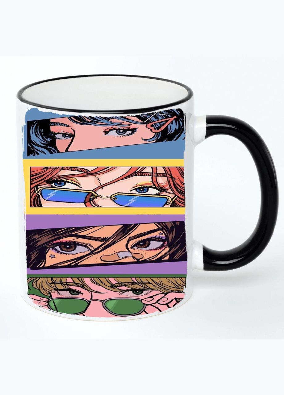 Чашка Арт #0111 (кухоль, кружка) Біла з чорною ручкою 330 мл No Brand (322714871)