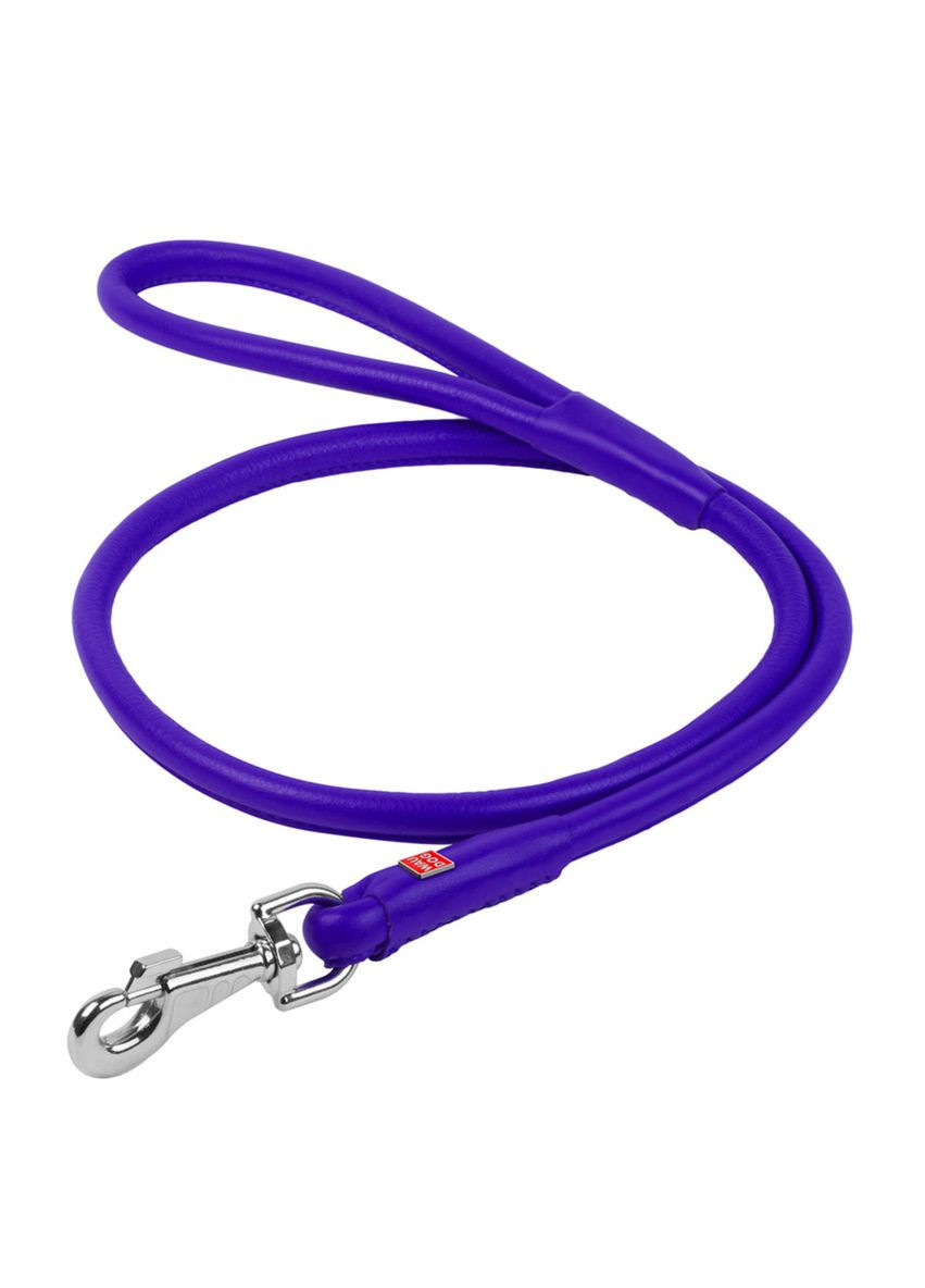 Поводок для собак кожаный Glamour, круглый, Д 10 мм, Дл 122 см фиолетовый WAUDOG (322237313)