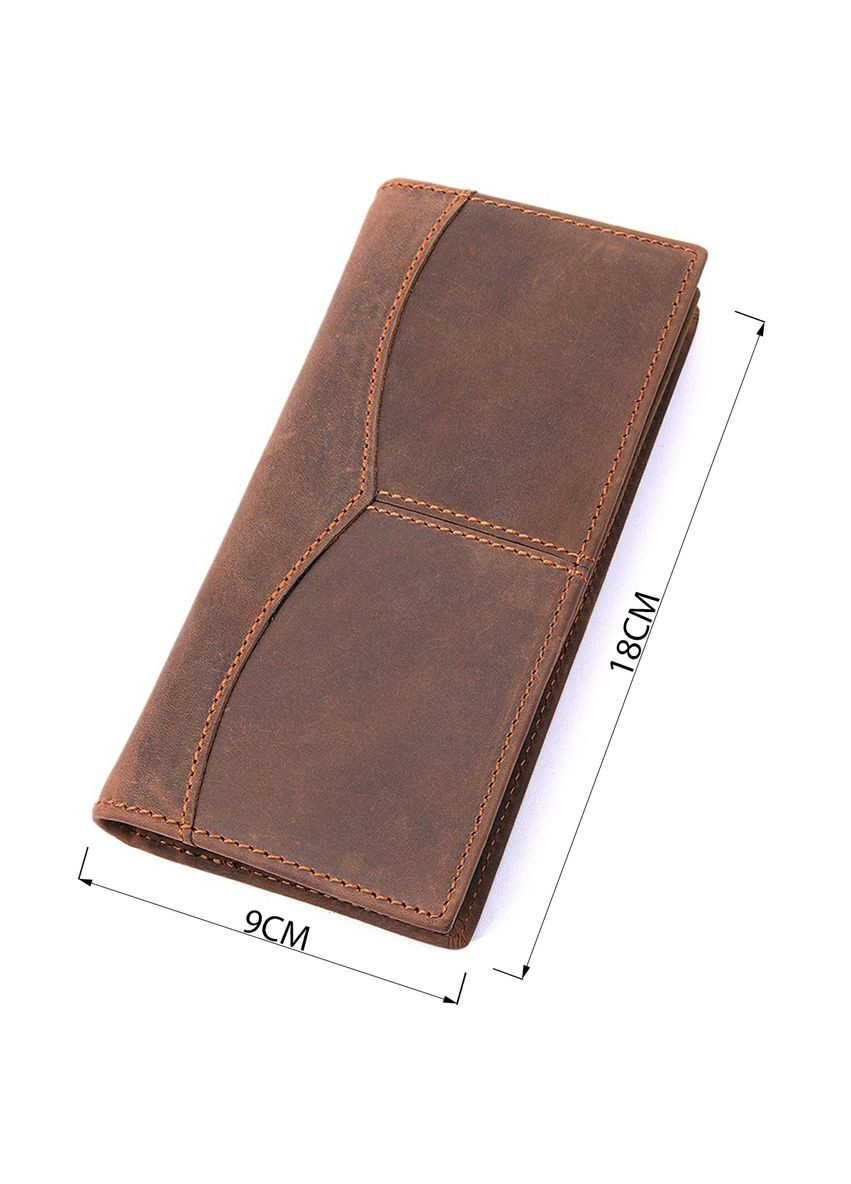 Гаманець чоловічий вертикальний із натуральної шкіри з потайним відділенням коричневий (sku_14615) No Brand (327820362)