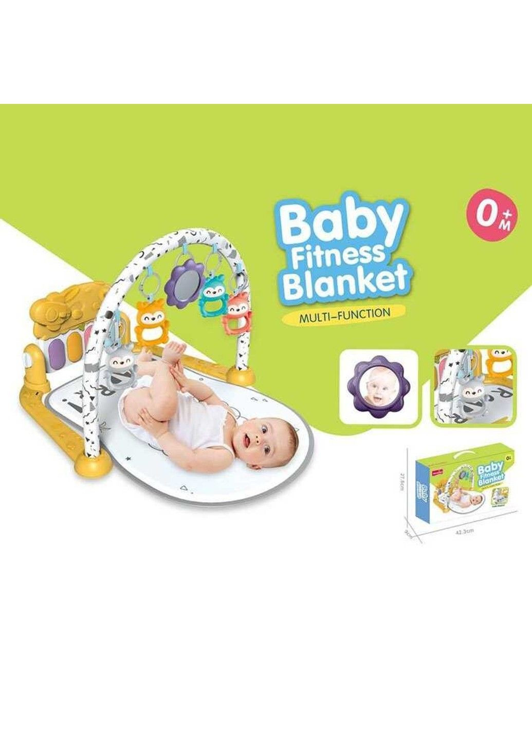 Килимок 6656 (24/2) звуки, мелодії, піаніно, підсвічування, 4 брязкальця, люстерко, в коробці No Brand (305063355)