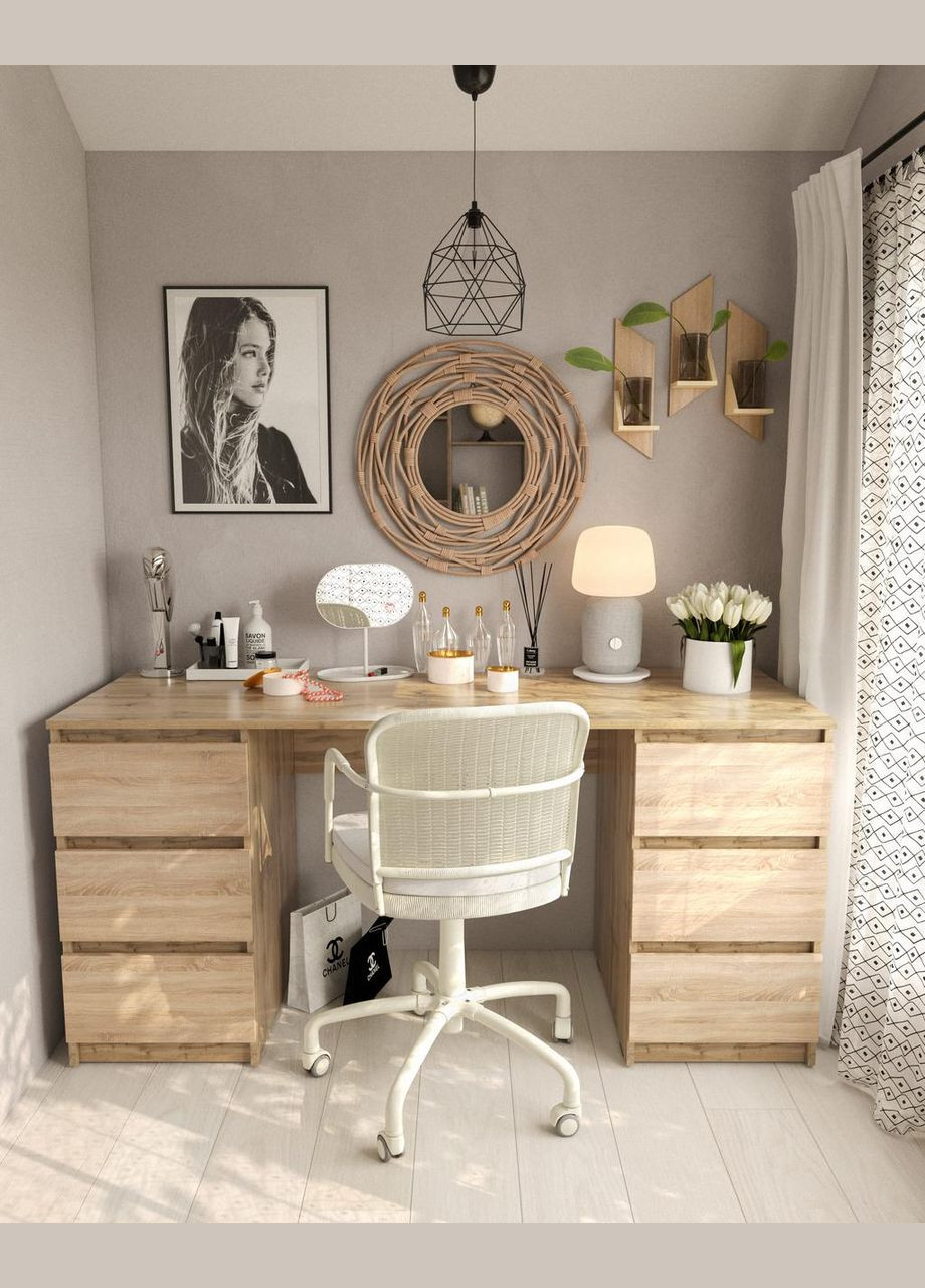 Стол компьютерный с двумя тумбами, стол письменный T-228 Аппалачи/Дуб Сонома MORELI (335422871)