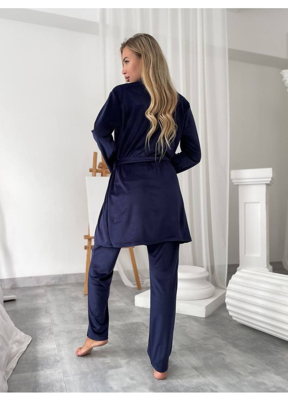 Темно-синя всесезон домашній комплект-трійка Garna