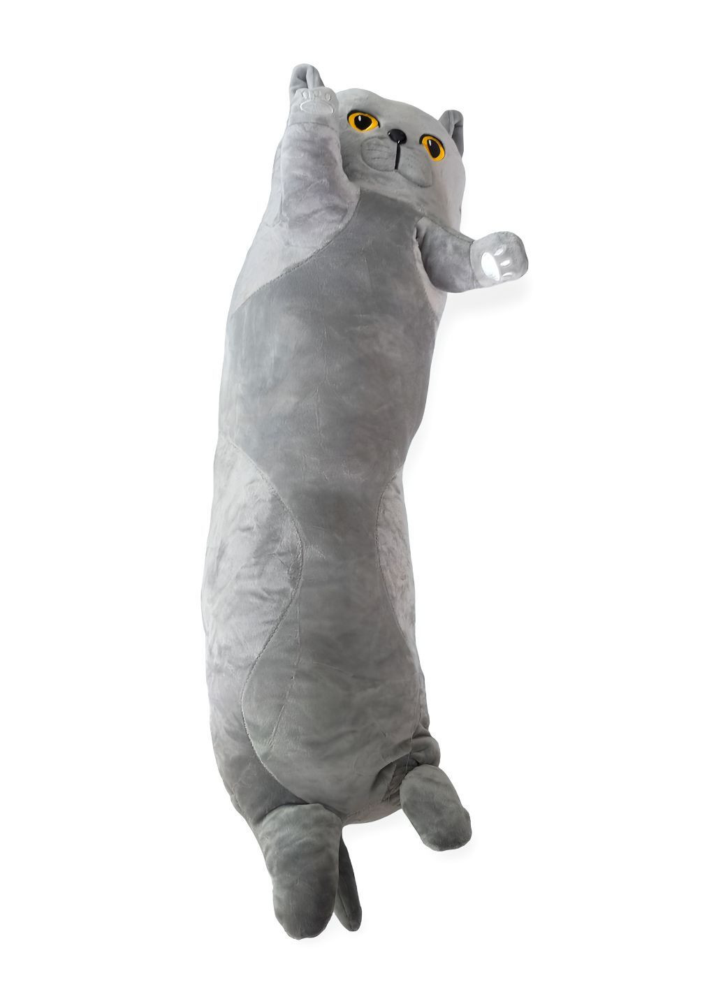 Кот батон 110 см с объемной мордочкой 3Д 3D мягкая игрушка антистресс подушка плюшевый котик обнимашка серый No Brand (289370333)