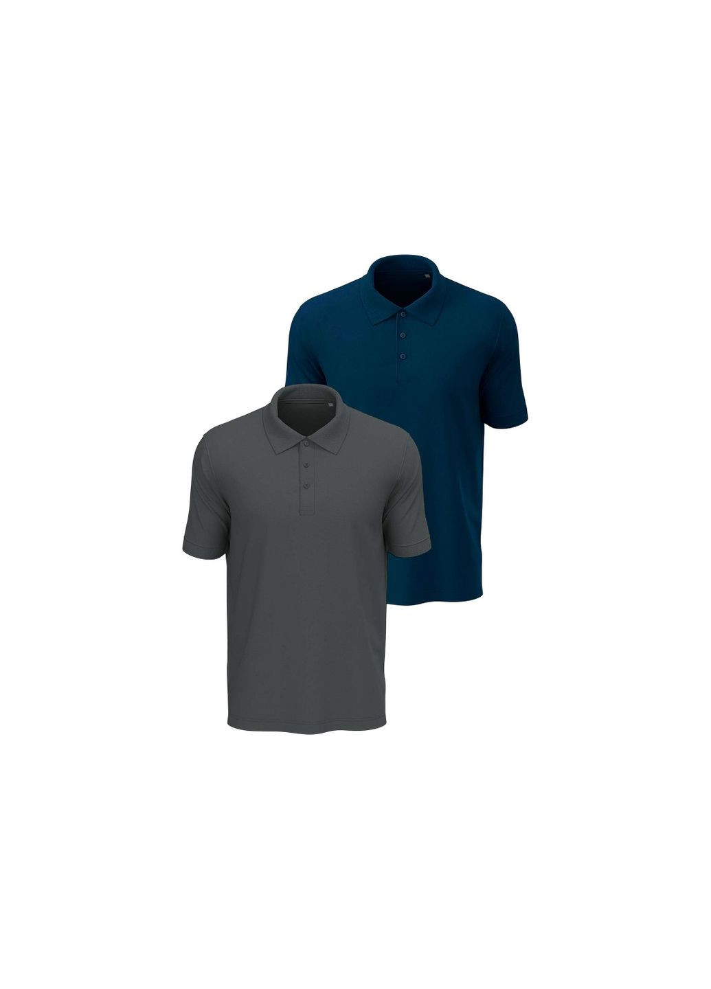 Цветная футболка-набор поло классическое 2шт для мужчин, графит/темно-синий (st9060-slg-nav) для мужчин Stedman однотонная