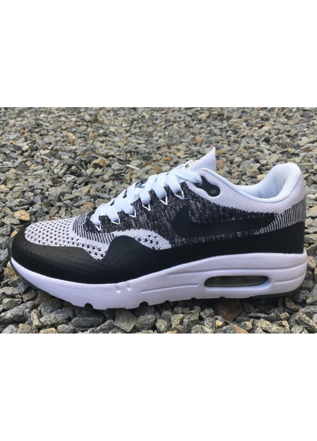 КРОССОВКИ ЖЕНСКИЕ NIKE AIR MAX 1 ULTRA FLYKNIT BLACK WHITE НАЙК АИР МАКС No Brand чёрные демисезоны (369393145)