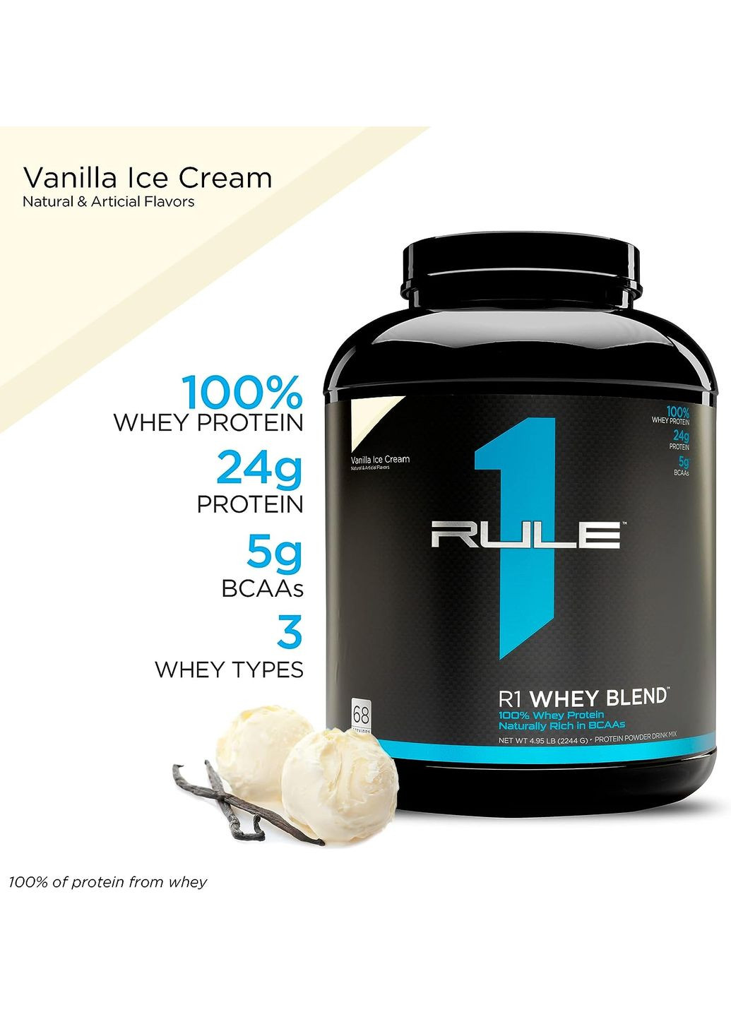 Протеин Whey Blend 2.27 кг, Vanilla Ice Cream Rule One (308976618)