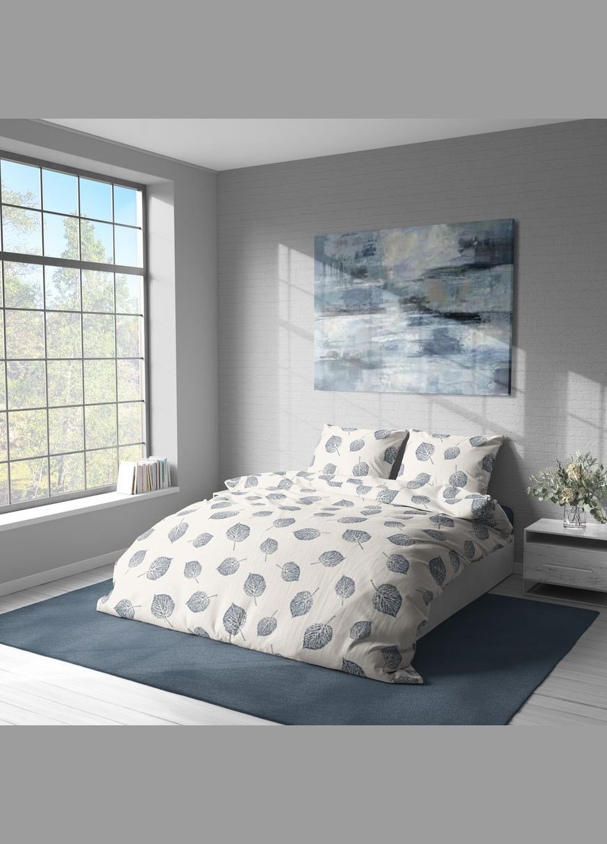 Постельное белье “ ”,Полисатин,Бело-Синий,Двуспальный P-0169 Lelit (316632597)