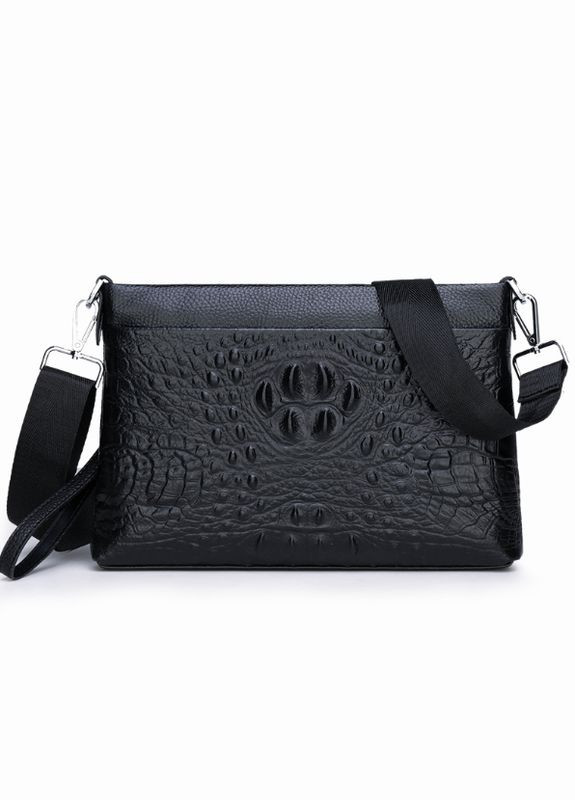 Большой мужской кожаный клатч сумка Kanguroo барсетка кошелек черный рептилия Eton (321011704)