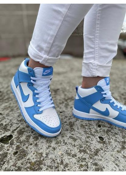 Белые демисезонные кроссовки мужские nike dunk high blue white найк сб данк No Brand