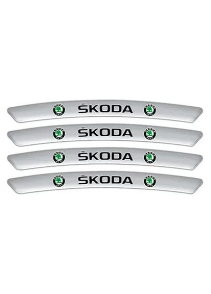 Металлические наклейки на диск авто с логотипом Skoda, серые No Brand (346488152)
