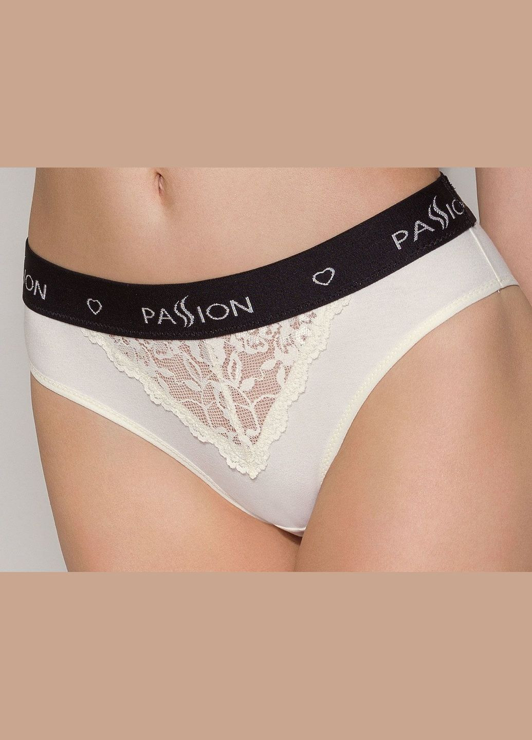 Білий демісезонний трусики з широкою гумкою і мереживом p001 panties ecru, size s Passion