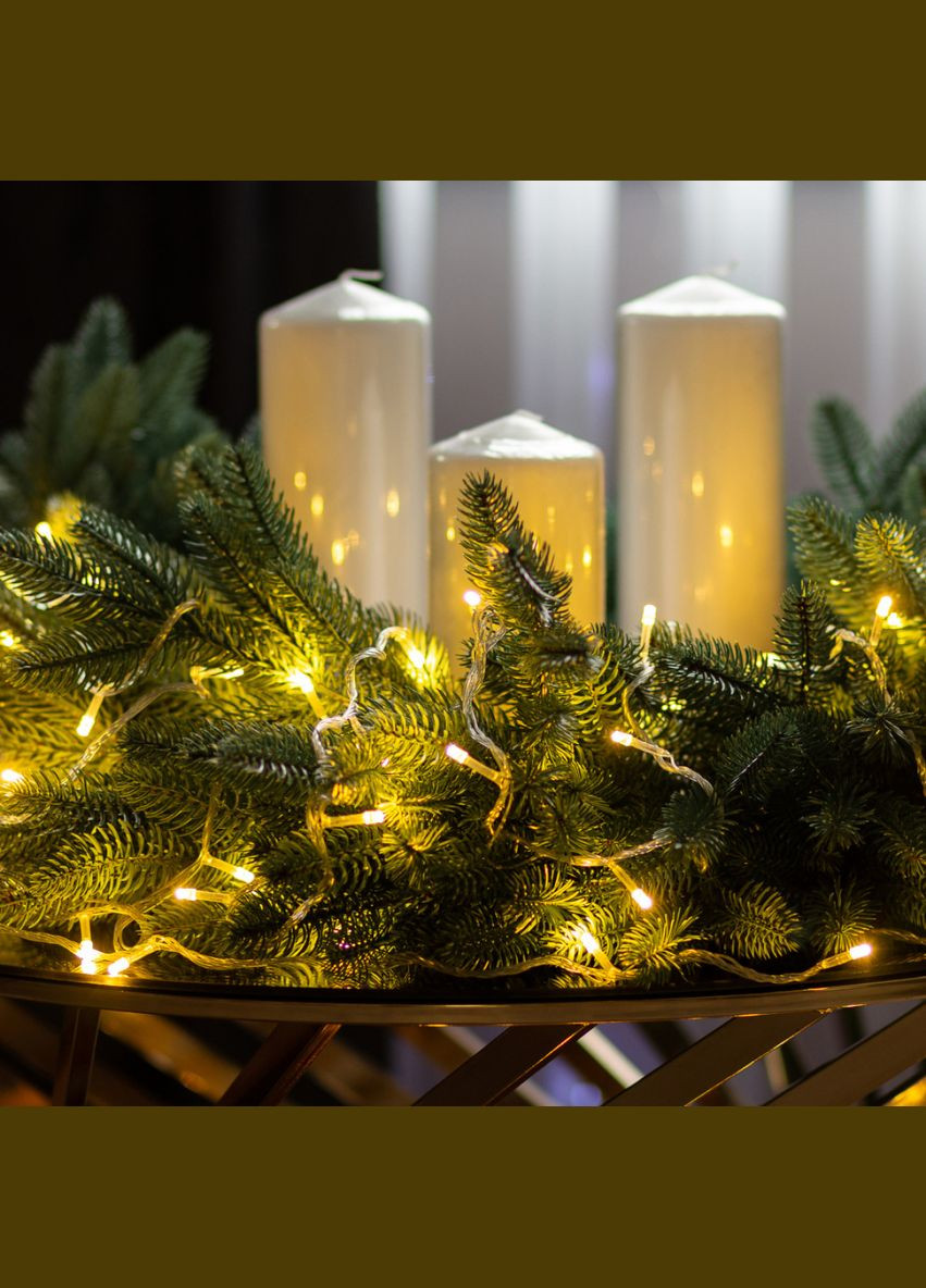 Гірлянда електрична 18 м 400 LED світлодіодних лампочок, теплий жовтий, прозорий провід No Brand (302313407)