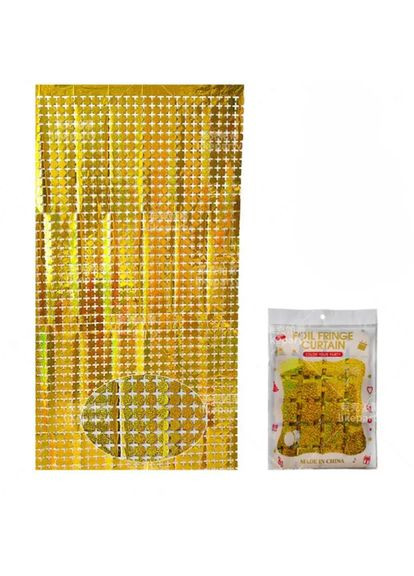 Дождь для фотозоны квадратами с голограммой 2 м на 1 м золотистый. Jannet Дощик (316580360)