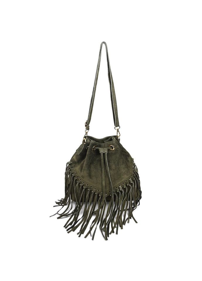 Жіноча замшева сумка на плече (Італія) fz189624 оливкова Firenze (316702201)