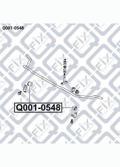 Втулка переднего стабилизатора Q001-0548 Митсубисы Grandis, L200, Pajero Sport 1996-2011 OEM MR151327 Q-FIX (345739239)