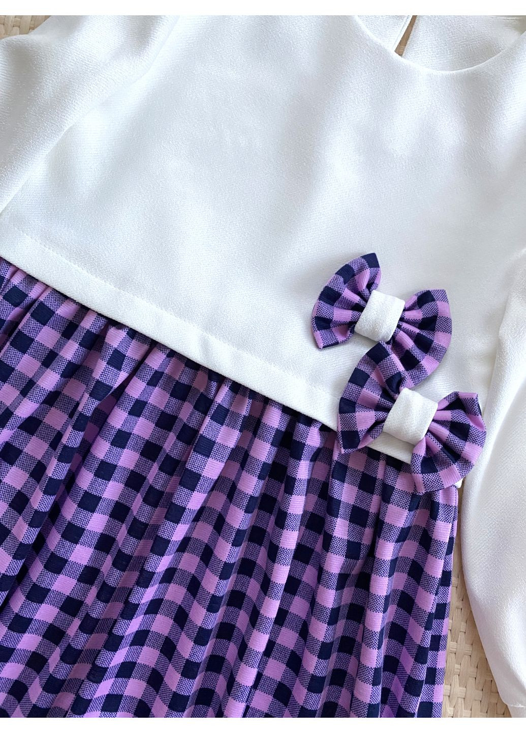 Комбінована стильна сукня для дівчинки у фіолетову клітинку (00141) Odri (360949105)