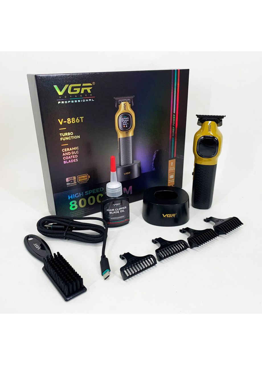 Тример для стрижки волосся V-886T GOLD 8000RPM 4 насадки VGR (369612525)