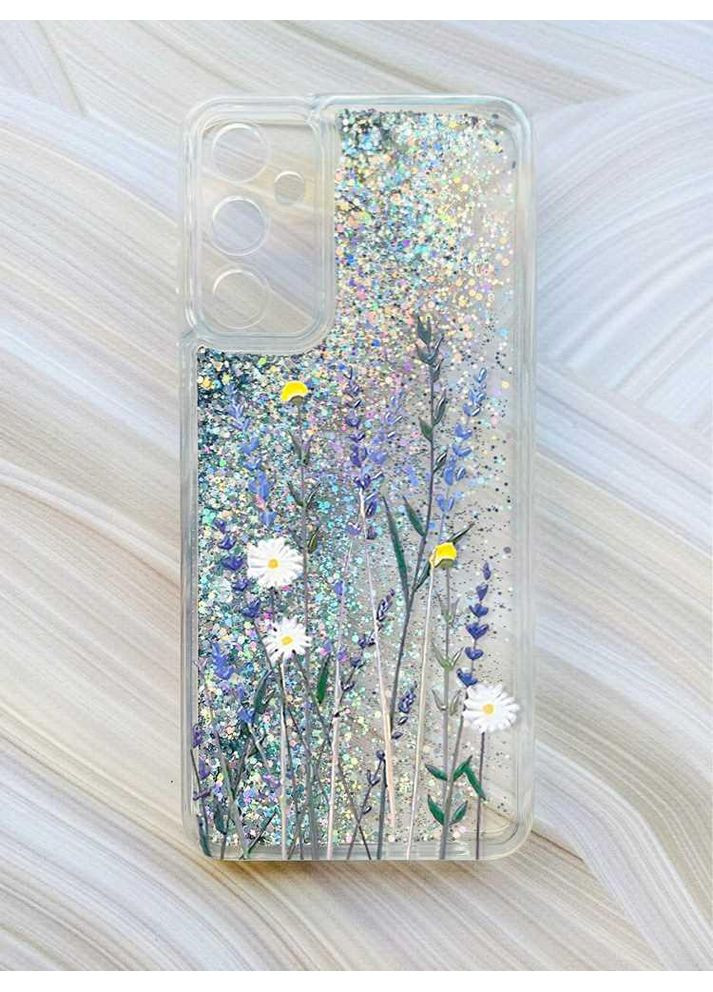 Чохол з плаваючими блискітками на Samsung Galaxy A34 5G (A346) Сріблястий:: Польові квіти (принт 270) CASE CONTROL (360705647)