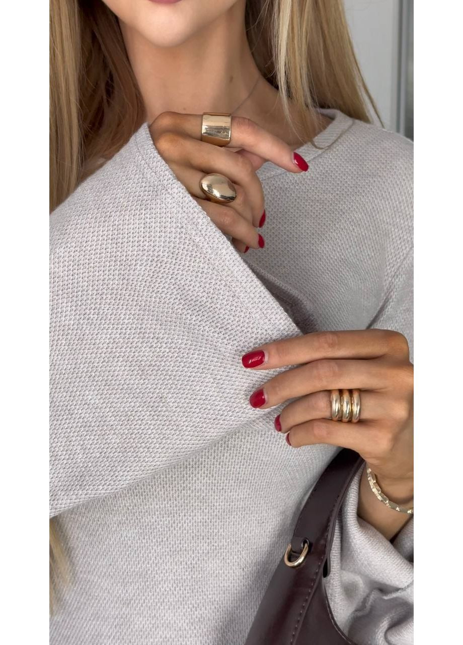 Сіро-бежева вечірня жіноча сукня довжини міні з ангори MonCher