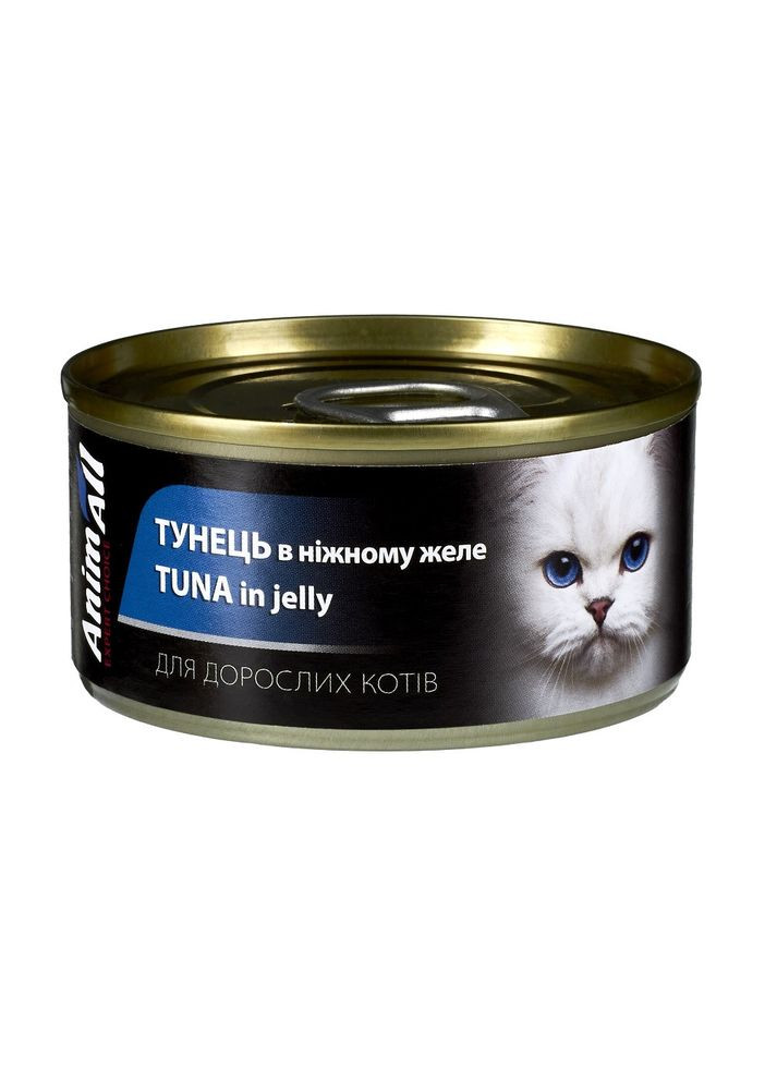 Вологий консервований корм для дорослих котів тунецьв ніжному желе ЕнімАлл, банка 85 г AnimAll (306741122)