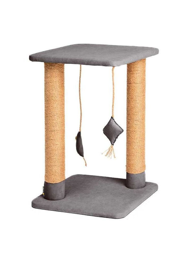 Когтеточка с велюровой платформой и двумя джутовыми столбиками для кошек 37х37х55 см (2211249404018) PetBed (327434452)