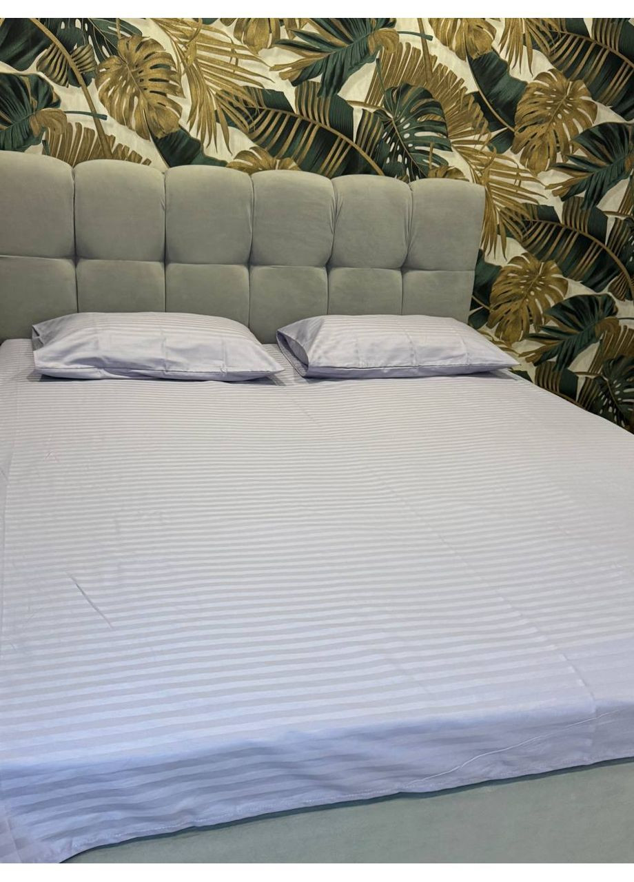 Комплект постільної білизни двоспальний No Brand сірий страйп (370864753)