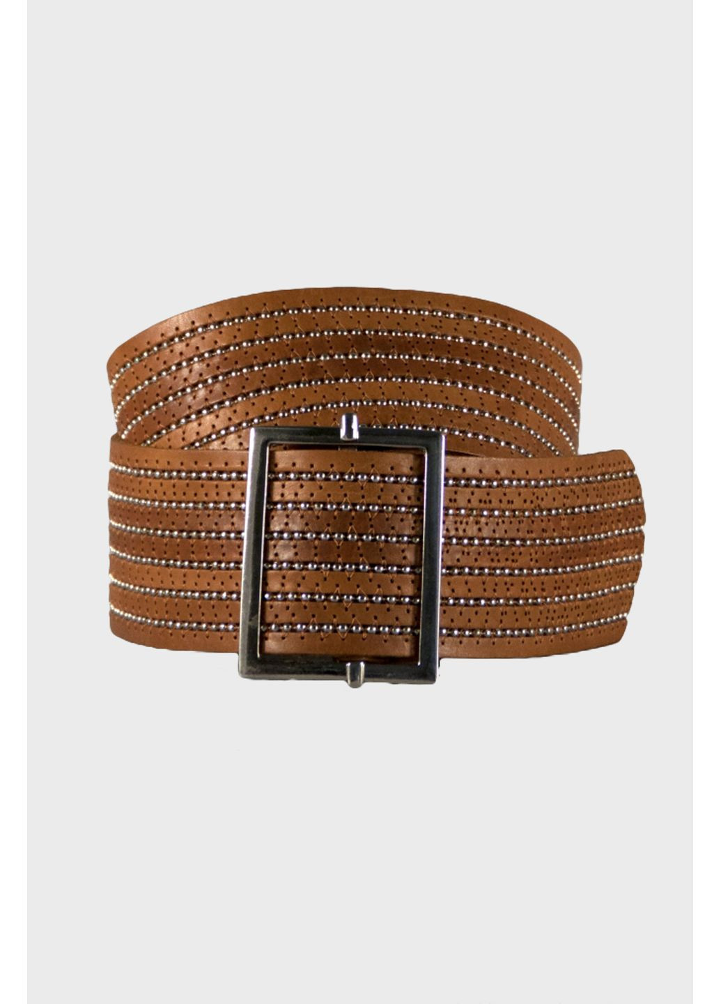 Широкий жіночий шкіряний пояс Темно-бежевий Manufac (363261821)