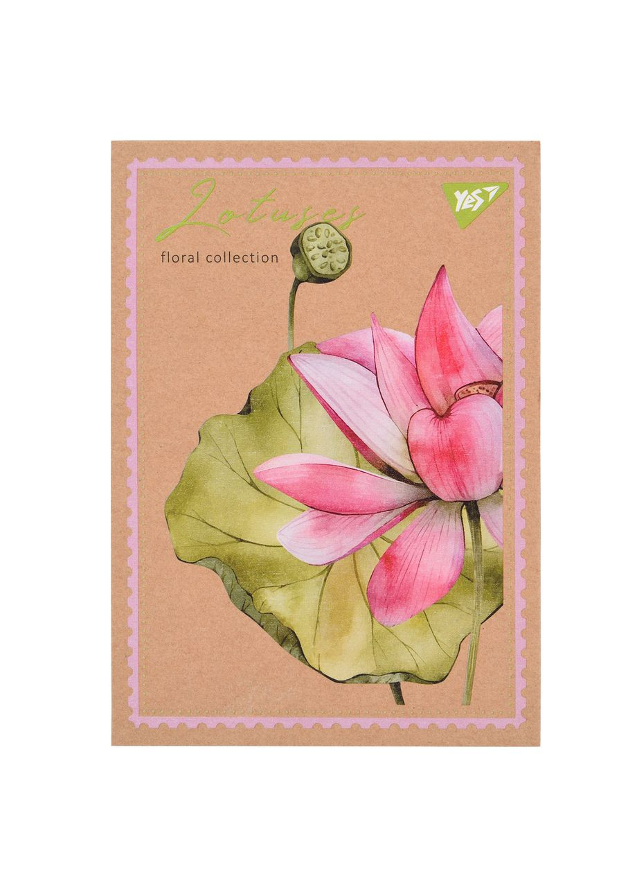 Блокнот A6 80арк. кліт. білила,крафт Flowers 152002/ / Yes (362460029)