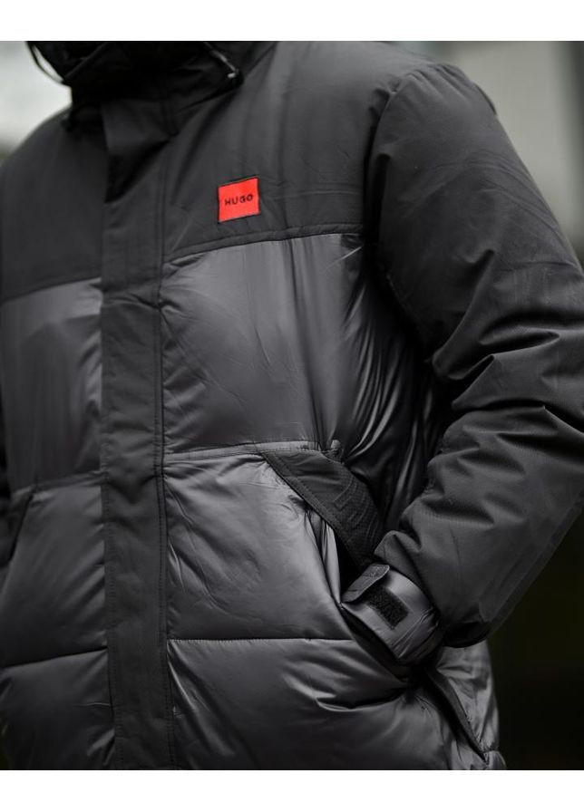 Чорна зимня зимова чоловіча куртка hugo No Brand