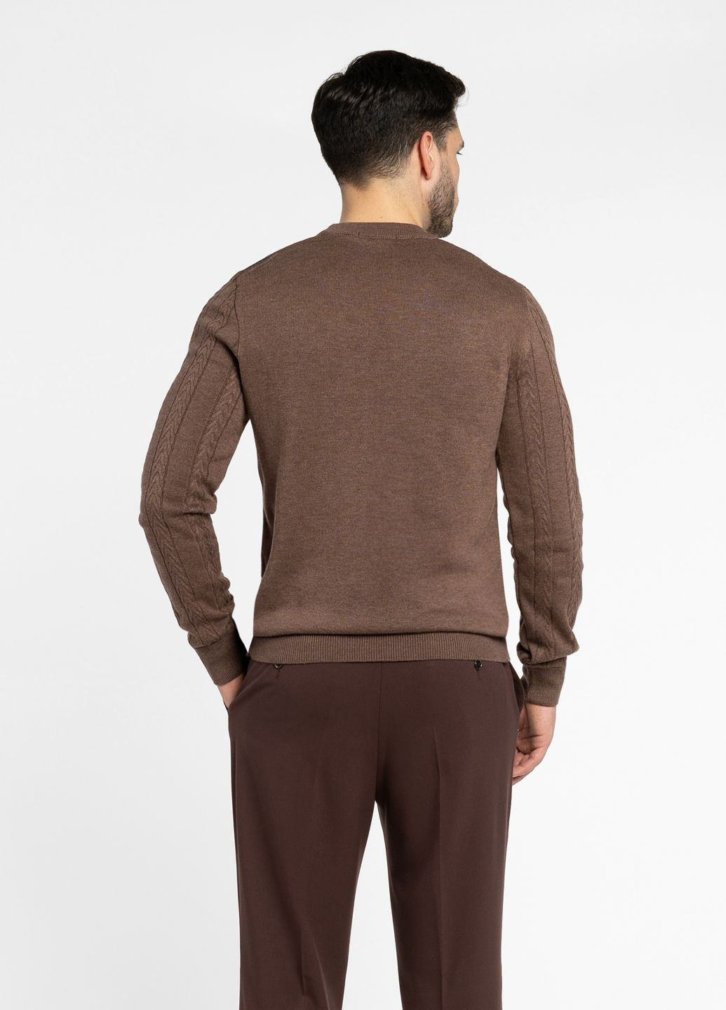 Коричневий зимовий джемпер чоловічий коричневий Arber Crew-neck AKS-M-04