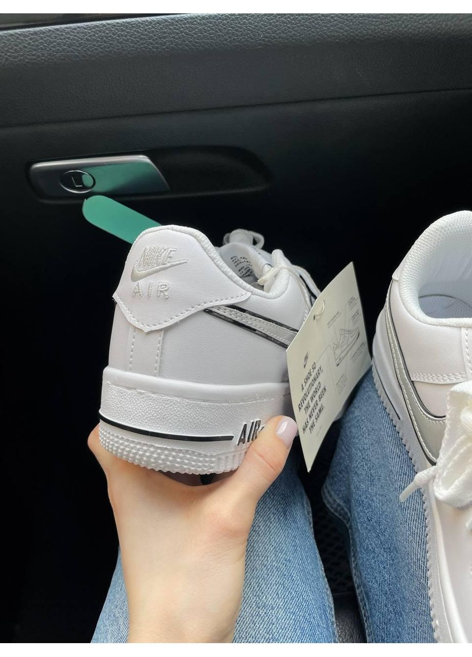 КРОСІВКИ ЖІНОЧІ NIKE AIR FORCE 1 WHITE BLACK SILVER НАЙК АІР ФОРС 1 ПРЕМІУМ No Brand чорні демісезони (368867672)
