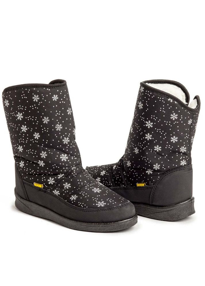 Зимние дутики женские alaska снежинка черные Oldcom с молнией