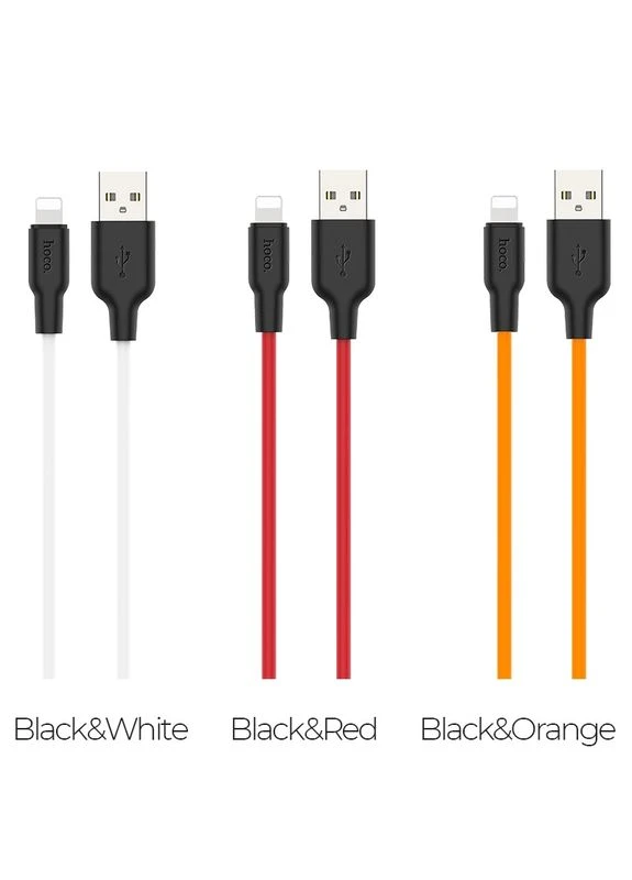 Кабель X21 Plus USB to iP 2.4A, 1m, silicone, silicone connectors, Black+White Hoco (388967276)