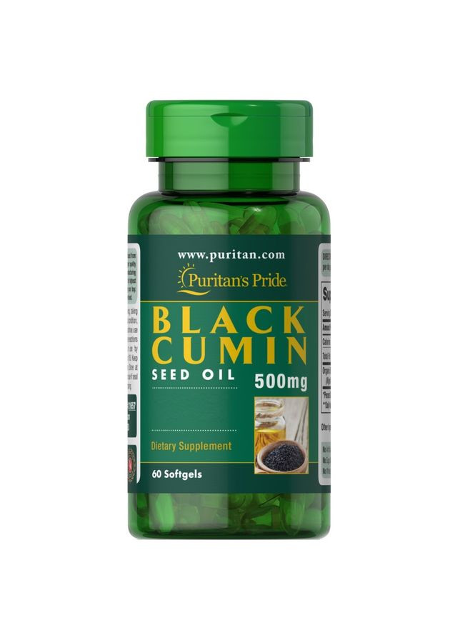 Натуральна добавка Puritan's Pride Black Cumin Seed Oil 500 mg, 60 капсул Puritans Pride (324608628)