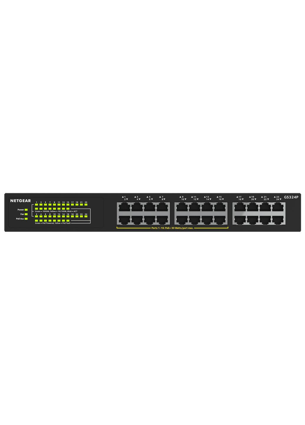 Комутатор GS324P 16xGE PoE+(190Вт), 8xGE, некерований Netgear (386177625)