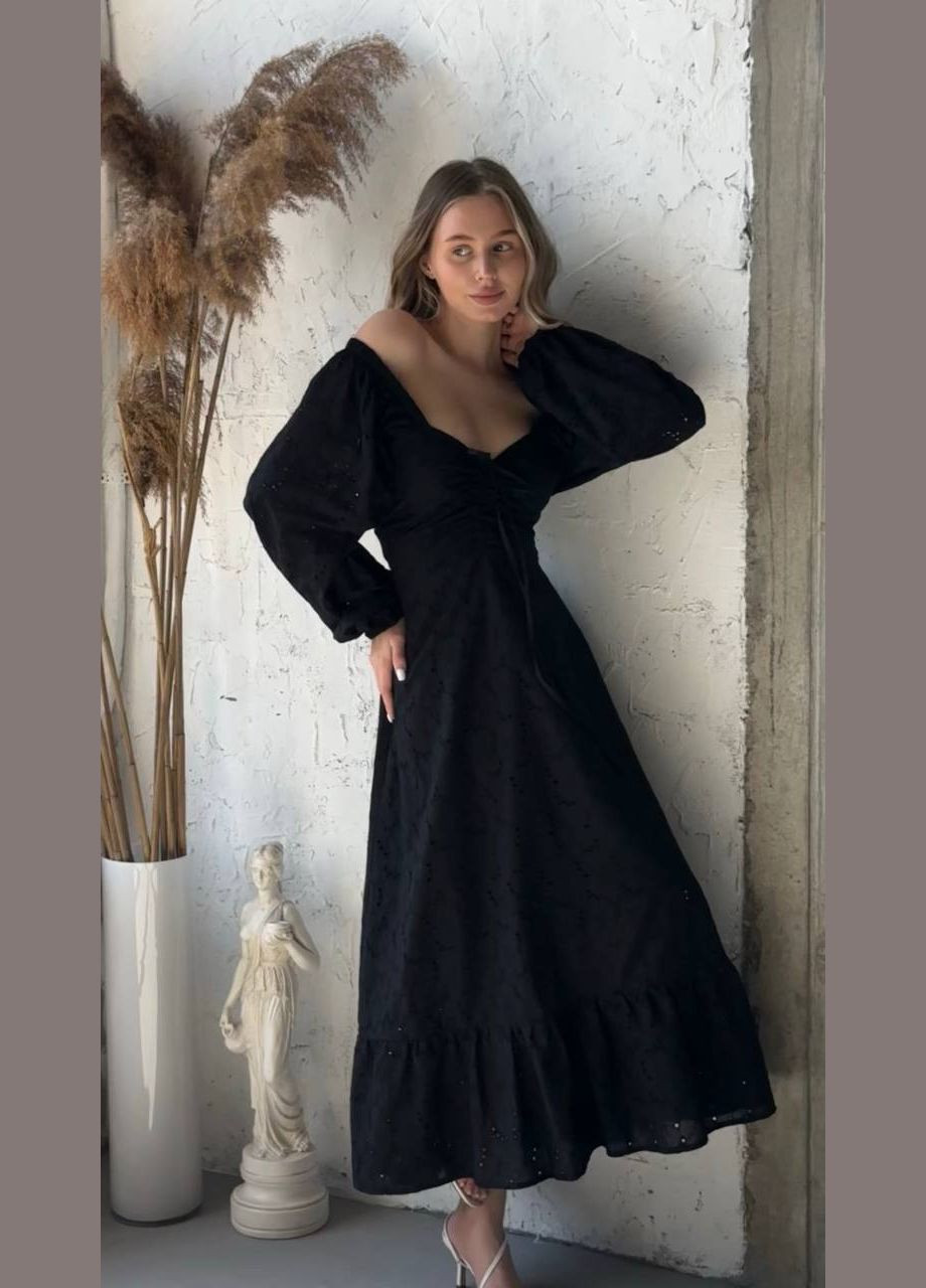 Чорна святковий сукня No Brand однотонна