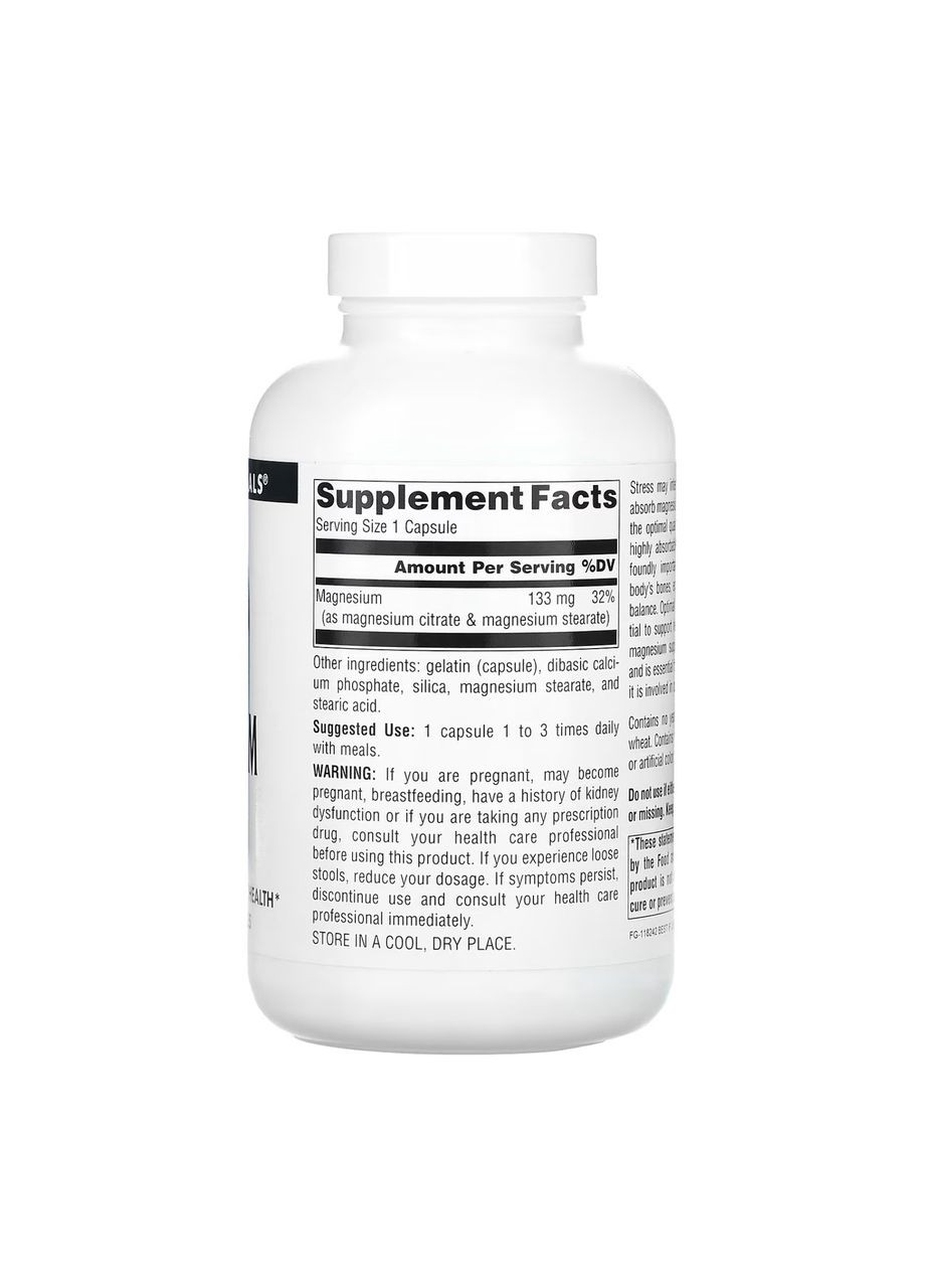 Magnesium Citrate 133mg - 180 caps Source Naturals (369397618)
