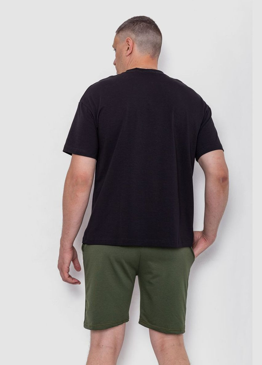 Чорна футболка чоловіча з принтом чорна oversize (sku_241r2004) з коротким рукавом No Brand