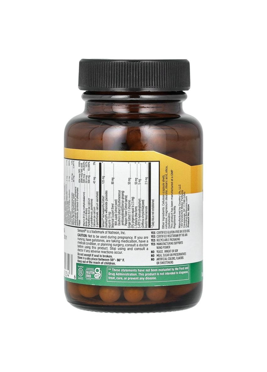 Антистрессовый Энергетический Комплекс, Stress Shield,, 60 вегетарианских капсул Country Life (336192606)