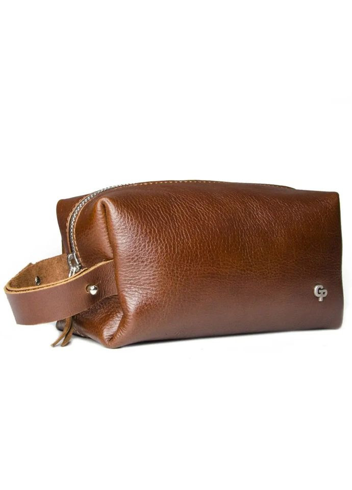 Мужская косметичка несесер кожаная 802623 коньячная маленькая Grande Pelle (329150530)