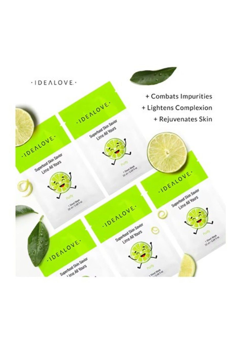 Superfood Skin Savior, маска с суперфудами, лайм, 5 шт. по 20 мл Idealove (347600778)