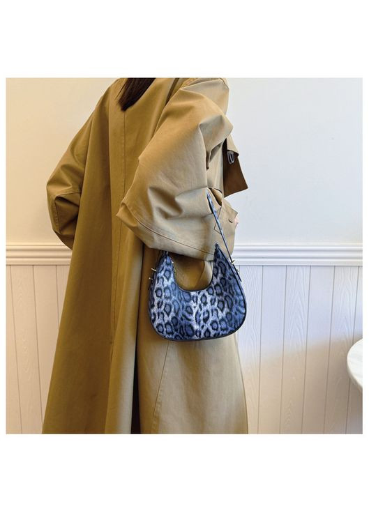 Женская сумка багет 9232 леопардовая через плечо голубая синяя No Brand (313235577)