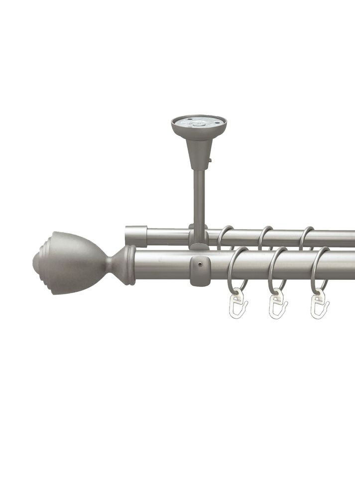 Карниз Палаціо металевий дворядний відкритий до стелі гладка труба Сатин 25\16 мм 200 см (00-00023821) ORVIT (300844173)