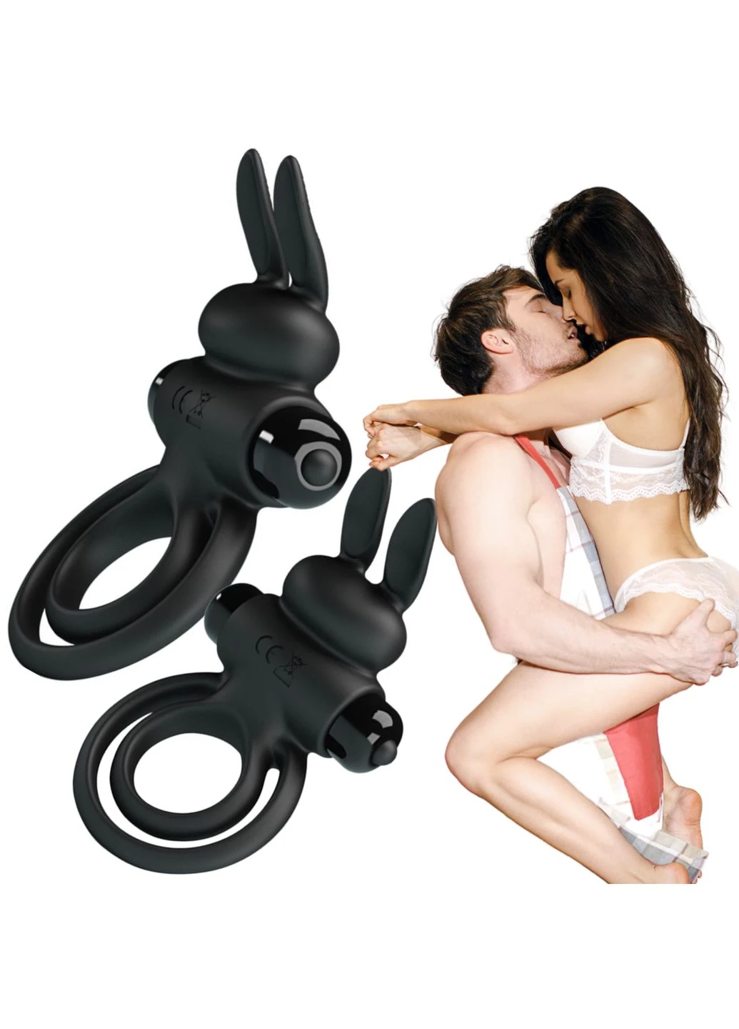Віброкільце Vibro Penis Ring Bunny III, 9,7 см (чорний) Pretty Love (374379417)