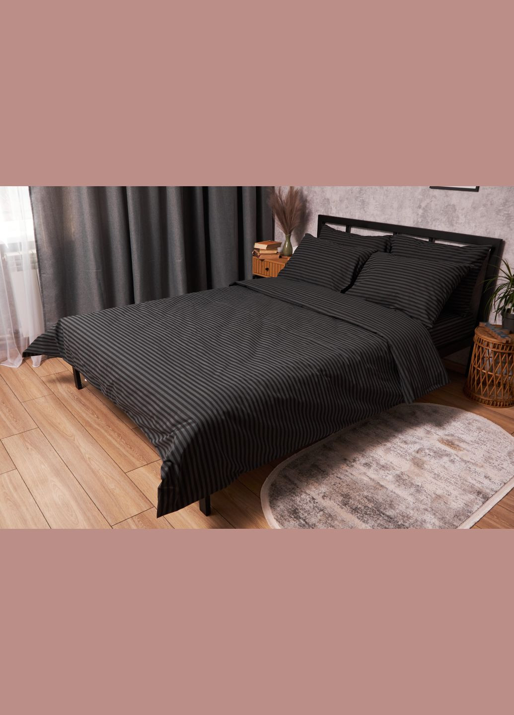 Комплект постельного белья полуторный 143х210 наволочки 2х70х70 Бязь Gold Люкс (MS-820001095) Moon&Star Gray Stripe (285717865)