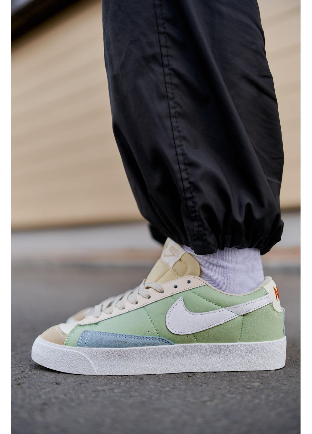 Сірі Осінні кросівки чоловічі nike blazer low 77 vintage leather green beige найк блейзер No Brand