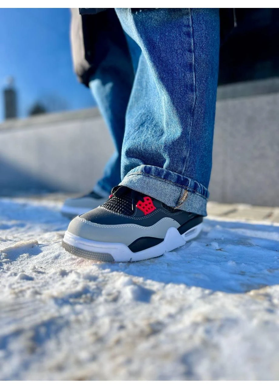 Белые демисезонные кроссовки мужские nike air jordan 4 retro infrared grey red black white найк аир джордан белые No Brand